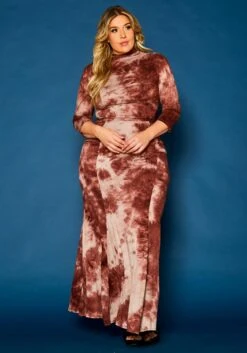 Plus Size Tie Dye Crop Top & Mermaid Flare Skirt -Curve Elegance Shop 2021316 002 2