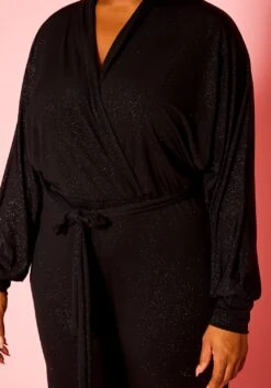 Plus Size Shimmer Long Sleeve Flare Jumpsuit -Curve Elegance Shop 2021323 001 4