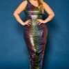 Plus Size Rainbow Chrome Maxi Dress -Curve Elegance Shop 2021336 001 0