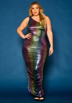 Plus Size Rainbow Chrome Maxi Dress -Curve Elegance Shop 2021336 001 2