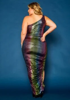 Plus Size Rainbow Chrome Maxi Dress -Curve Elegance Shop 2021336 001 4