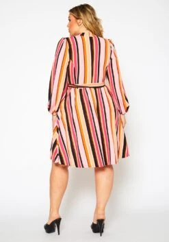 Colorful Mock Neck Fit & Flare Dress -Curve Elegance Shop 2021339 001 3