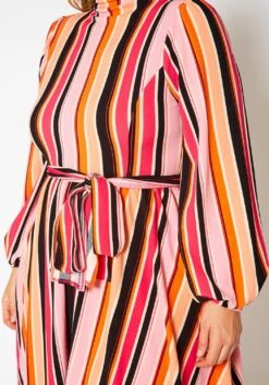 Colorful Mock Neck Fit & Flare Dress -Curve Elegance Shop 2021339 001 4