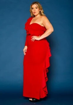 Plus Size One Sleeve Cocktail Maxi Dress -Curve Elegance Shop 2021344 002 3