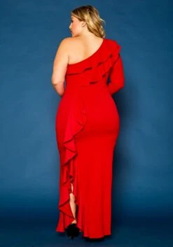 Plus Size One Sleeve Cocktail Maxi Dress -Curve Elegance Shop 2021344 002 4