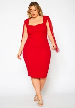 Plus Size Fringe Sleeve Midi Dress 13 Plus Size Fringe Sleeve Midi Dress -Curve Elegance Shop 2021346 002 2