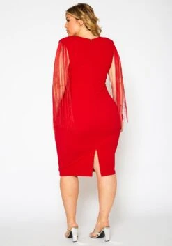 Plus Size Fringe Sleeve Midi Dress 14 Plus Size Fringe Sleeve Midi Dress -Curve Elegance Shop 2021346 002 4