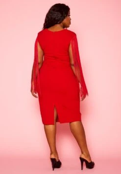 Plus Size Fringe Sleeve Midi Dress 12 Plus Size Fringe Sleeve Midi Dress -Curve Elegance Shop 2021346 002 9