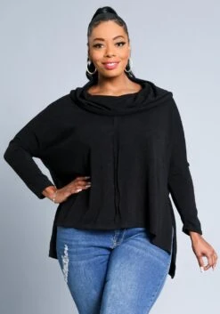 Plus Size Funnel Neck Sweater Top -Curve Elegance Shop 2021350 001 2