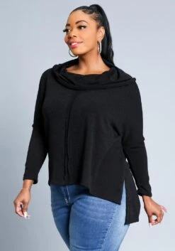 Plus Size Funnel Neck Sweater Top -Curve Elegance Shop 2021350 001 4