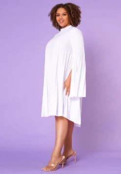 Plus Size Pleated Cape Sleeve Dress 10 Plus Size Pleated Cape Sleeve Dress -Curve Elegance Shop 2021351 004 3