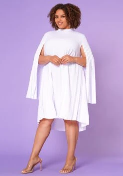 Plus Size Pleated Cape Sleeve Dress 11 Plus Size Pleated Cape Sleeve Dress -Curve Elegance Shop 2021351 004 4