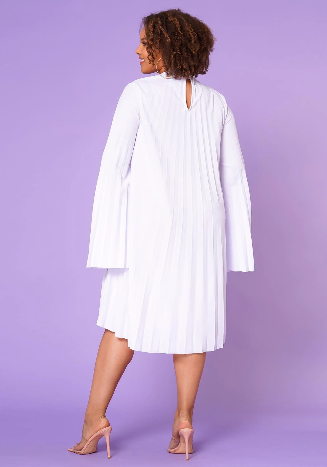 Plus Size Pleated Cape Sleeve Dress 7 Plus Size Pleated Cape Sleeve Dress - Image 5