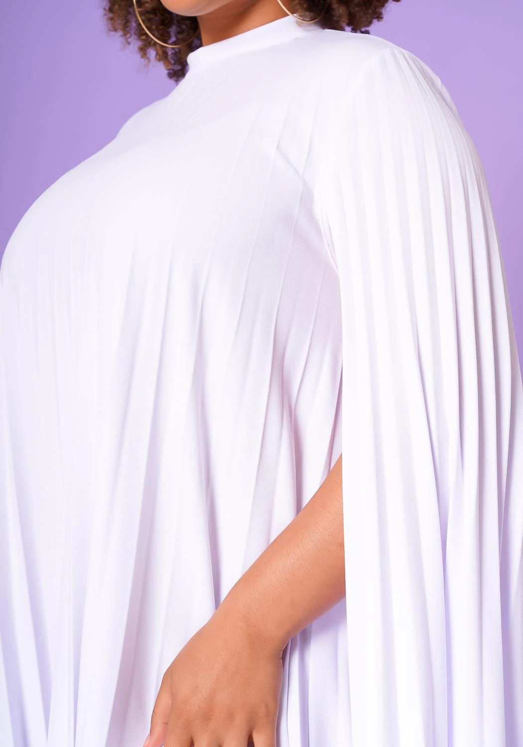 Plus Size Pleated Cape Sleeve Dress 8 Plus Size Pleated Cape Sleeve Dress - Image 6