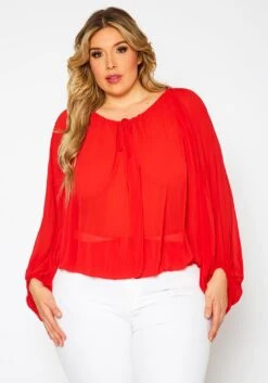 Plus Size Chiffon Dolman Sleeve Blouse -Curve Elegance Shop 2021354 002 2