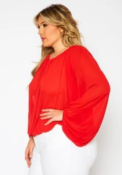 Plus Size Chiffon Dolman Sleeve Blouse -Curve Elegance Shop 2021354 002 3