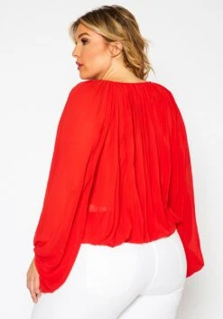 Plus Size Chiffon Dolman Sleeve Blouse -Curve Elegance Shop 2021354 002 4