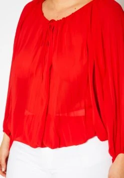 Plus Size Chiffon Dolman Sleeve Blouse -Curve Elegance Shop 2021354 002 5