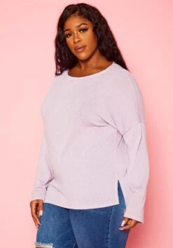 Plus Size Knit Long Sleeve Top -Curve Elegance Shop 2021356 003 3