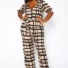 Plus Size Gridline Plaid Print Jumpsuit