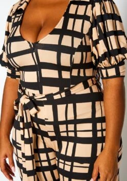 Plus Size Gridline Plaid Print Jumpsuit -Curve Elegance Shop 2021367 001 5