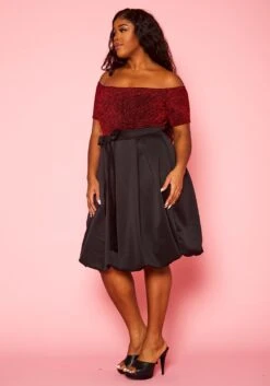 Plus Size Embellished Fit & Flare Dress -Curve Elegance Shop 2021371 001 2