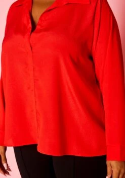Plus Size Solid Collar Neck Shirt -Curve Elegance Shop 2021374 005 0