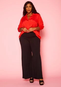 Plus Size Solid Collar Neck Shirt -Curve Elegance Shop 2021374 005 3