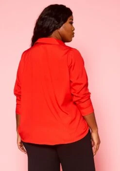 Plus Size Solid Collar Neck Shirt -Curve Elegance Shop 2021374 005 5
