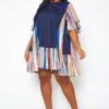 Plus Size Multi Striped Tunic Dress 2 Plus Size Multi Striped Tunic Dress -Curve Elegance Shop 2021381 001 0