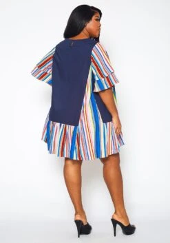 Plus Size Multi Striped Tunic Dress -Curve Elegance Shop 2021381 001 4