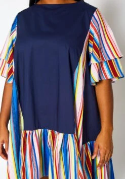 Plus Size Multi Striped Tunic Dress -Curve Elegance Shop 2021381 001 5