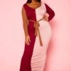 Plus Size Color Block Long Sleeve Maxi Dress -Curve Elegance Shop 2021386 001 0
