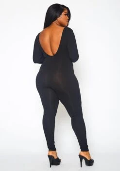 Plus Size Solid Long Sleeve Fitted Jumpsuit -Curve Elegance Shop 2021396 001 4