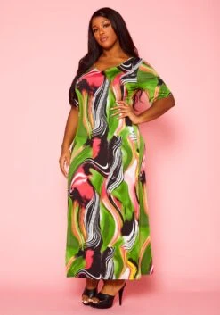 Plus Size Abstract Print Maxi Dress -Curve Elegance Shop 2021397 001 2