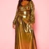 Plus Size Gold Metallic Fit & Flare Maxi Dress -Curve Elegance Shop 2021399 001 1