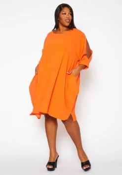 Plus Size Solid Short Sleeve Tunic Dress 10 Plus Size Solid Short Sleeve Tunic Dress -Curve Elegance Shop 2021409 001 2