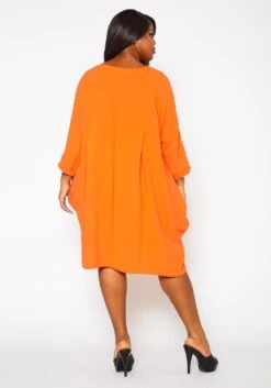 Plus Size Solid Short Sleeve Tunic Dress 12 Plus Size Solid Short Sleeve Tunic Dress -Curve Elegance Shop 2021409 001 5