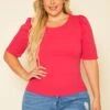 Plus Size Solid Fitted Blouse -Curve Elegance Shop 2021418 004 1