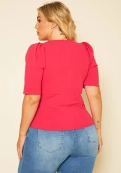 Plus Size Solid Fitted Blouse 10 Plus Size Solid Fitted Blouse -Curve Elegance Shop 2021418 004 4