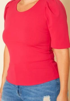 Plus Size Solid Fitted Blouse 11 Plus Size Solid Fitted Blouse -Curve Elegance Shop 2021418 004 5