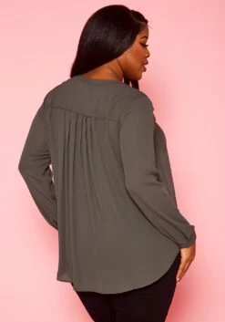 Plus Size Dotted Long Sleeve Blouse -Curve Elegance Shop 2021421 003 5