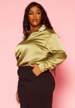Plus Size Classic Collar Satin Blouse -Curve Elegance Shop 2021426 002 5