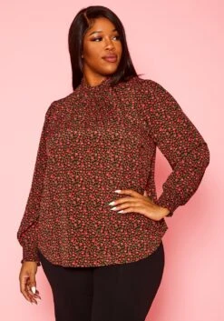Plus Size Dainty Floral Print Blouse -Curve Elegance Shop 2021430 002 3