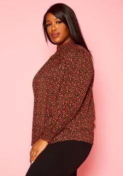 Plus Size Dainty Floral Print Blouse -Curve Elegance Shop 2021430 002 4