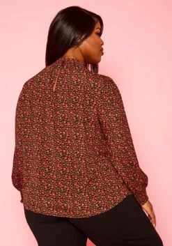 Plus Size Dainty Floral Print Blouse -Curve Elegance Shop 2021430 002 5