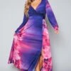 Plus Size Rose Gradient Print Fit & Flare Maxi Dress -Curve Elegance Shop 2022397 001 1