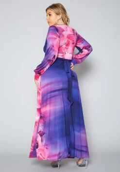 Plus Size Rose Gradient Print Fit & Flare Maxi Dress -Curve Elegance Shop 2022397 001 4