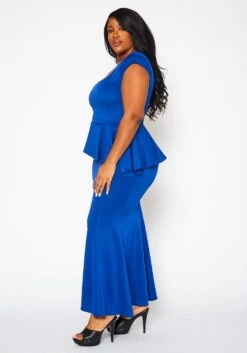 Plus Size Asymmetric Peplum Mermaid Hem Gown -Curve Elegance Shop 2022398 001 2