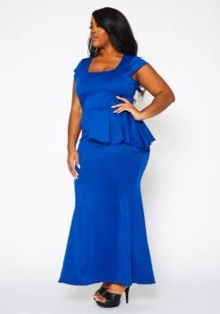 Plus Size Asymmetric Peplum Mermaid Hem Gown -Curve Elegance Shop 2022398 001 3